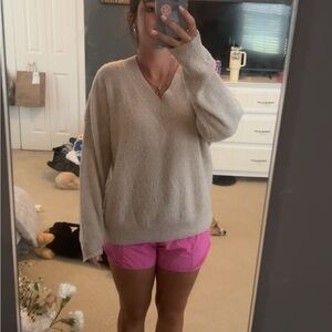 Thread & Supply Cream V-Neck Sweater Relaxed Fit